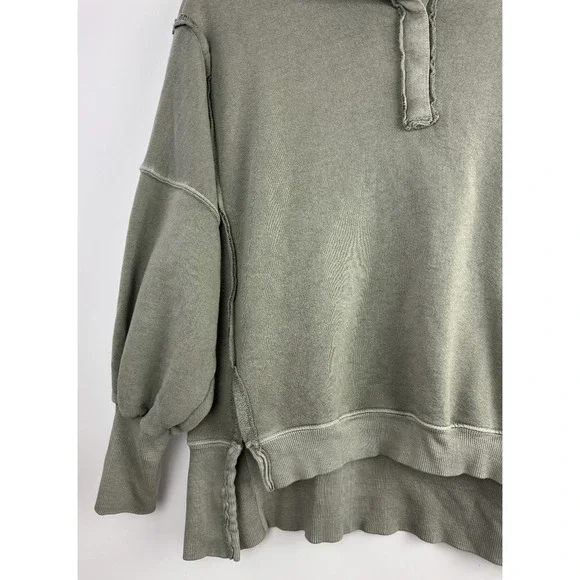 We The Free People Camden Henley Long Sleeve Sweatshirt XS Slouchy Boho Grunge - Picture 4 of 15